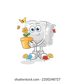 the sugar cube with a flower pot. character vector