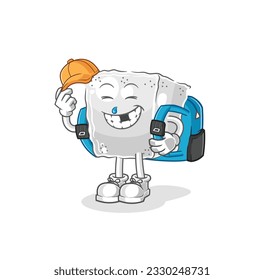 the sugar cube goes to school vector. cartoon character