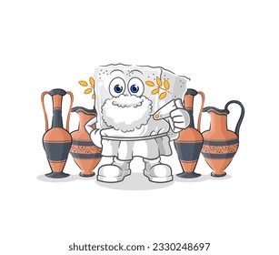 the sugar cube with greek clothing. cartoon mascot vector