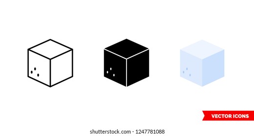 Sugar Cube Icon Of 3 Types: Color, Black And White, Outline. Isolated Vector Sign Symbol.