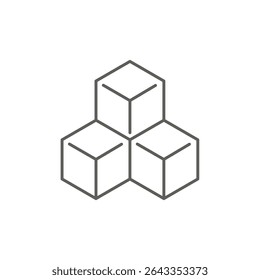 Icono de cubo de azúcar. Arte de línea, ilustración aislada de Vector.