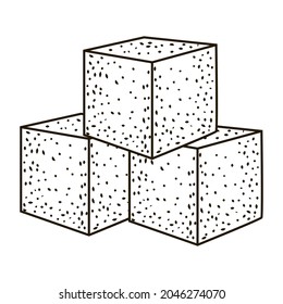 Cubo de azúcar aislado en fondo blanco. Comida de elementos con un estilo grabado. Esbozo vintage contorno negro de cierre. Diseño de ilustración vectorial.