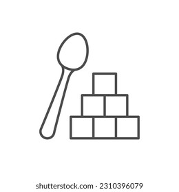 Icono de esquema de línea de cubo de azúcar