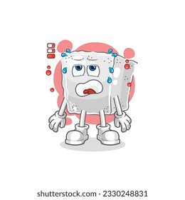 the sugar cube low battery mascot. cartoon vector