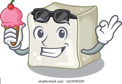 Sugar cube mascot cartoon design with ice cream