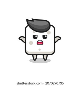 sugar cube mascot character saying I do not know , cute style design for t shirt, sticker, logo element