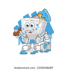 the sugar cube painter illustration. character vector