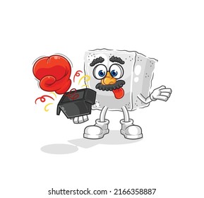 the sugar cube prank glove in the box. cartoon mascot