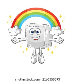 the sugar cube with a rainbow. cartoon vector