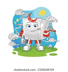 the sugar cube samurai cartoon. cartoon mascot vector