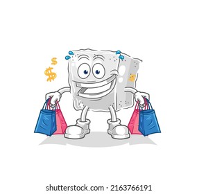 the sugar cube shoping mascot. cartoon vector