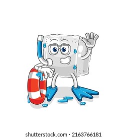 the sugar cube swimmer with buoy mascot. cartoon vector