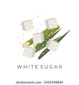 Sugar cube or white sugar cube vector illustration logo