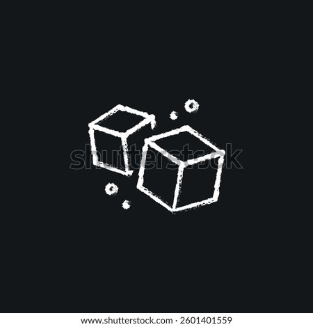 Sugar cubes chalk icon. Vector isolated black illustration.
