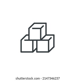 Sugar cubes cube icon, vector illustration