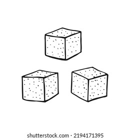 Sugar Cubes. Hand Drawn Sweet Lump. Vector Illustration.