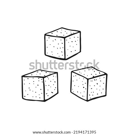 Sugar cubes. Hand drawn sweet lump. Vector illustration.