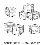 Sugar cubes. Hand drawn vector illustration. Vintage style.