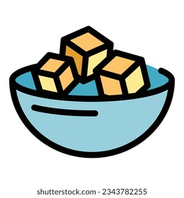 Sugar cubes icon outline vector. Trestia eating. Bean based color flat
