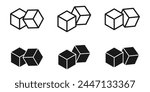 Sugar cubes icon set. Ice cube vector illustration. Square dice outline symbol isolated.