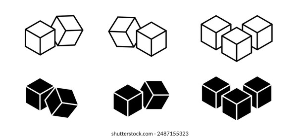 Sugar cubes icon set. Sugar icon. Vector illustration. 