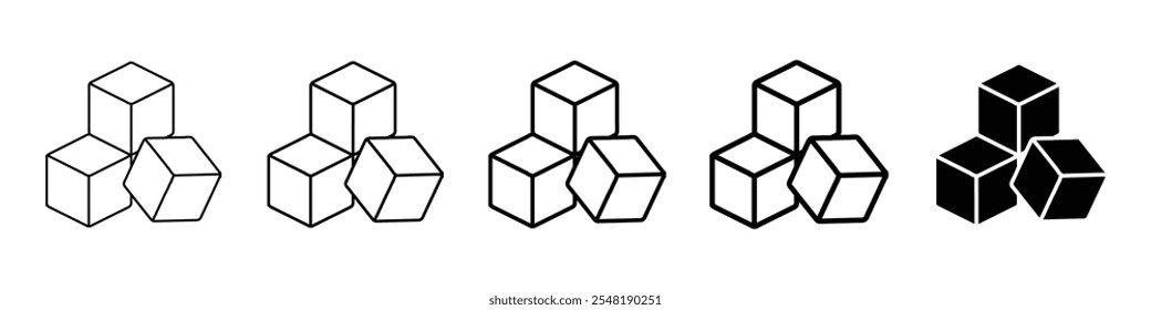 sugar cubes icon Simple thin line logo set