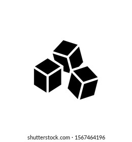Sugar cubes icon template in black flat design on white background, Sugar cubes symbol vector sign isolated on white background illustration for graphic and web design