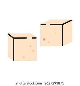 Sugar cubes illustration in a simple flat cartoon style. Refined sugar cubes. Classic sweetener for tea, coffee, and beverages. Vector illustration in cartoon style. Isolated on white background