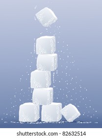 Sugar Cubes On Blue Vector Illustration In Eps 10 Format