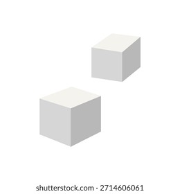 Cubos de azúcar apilados. Azúcar refinado. Cubitos de hielo. Ilustración vectorial de dibujos animados. Diseño plano