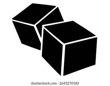 Cubos de açúcar - imagem de silhueta vetorial para logotipo, ícone ou estêncil. Dois cubos de açúcar estêncil