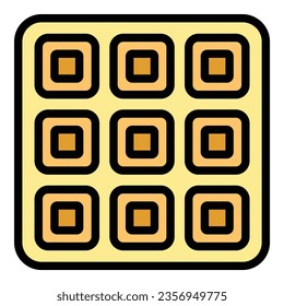 Sugar cuisine icon outline vector. Belgian waffle. Round wafer color flat