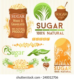 Sugar decorative elements. Labels, icons and symbols.