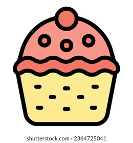 Sugar dessert icon outline vector. Baked idea. Slice cream color flat