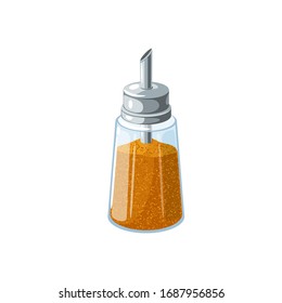 dispensador de azúcar lleno de azúcar de caña marrón. Icono de dibujo plano de ilustración vectorial aislado en fondo blanco.