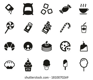 Sugar Or Sugar Food & Drink Icons Black & White Set Big