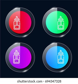 Sugar four color glass button ui ux icon. Glossy app icon logo vector