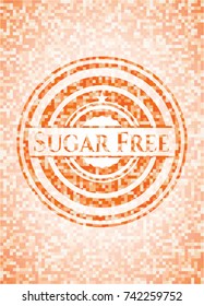 Sugar Free abstract emblem, orange mosaic background