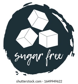 Sugar Free. Allergen food, GMO free products icon and logo. Intolerance and allergy food. Concept black and simple vector illustration and isolated art.