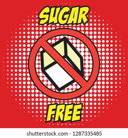sugar free allergen ingredient for dairy free icon in pop art style. vector illustration