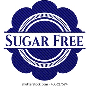 Sugar Free badge with denim background