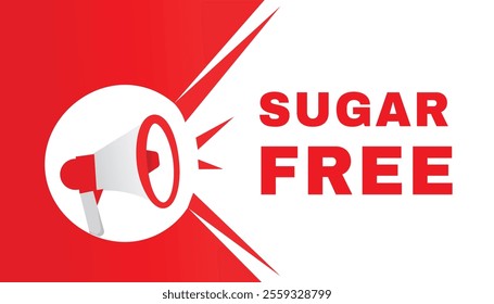 Sugar free banner and icon megaphone announcement vector graphic. Modern style element for advertising announce.