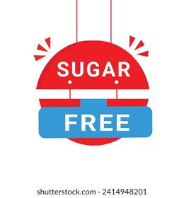 Sugar free, banner, label icon. Design for announcement. Flat style vector sign.