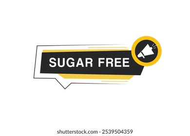 Sugar free banner modern template with megaphone Vector label colorful design. Web element or announcement design.