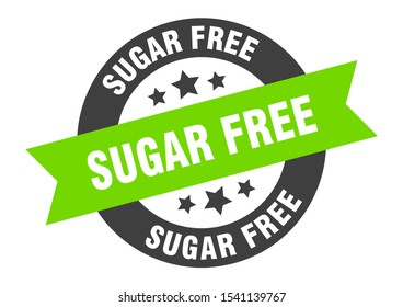 Sugar Free Black Sticker Sign. Sugar Free Black-green Round Ribbon Tag