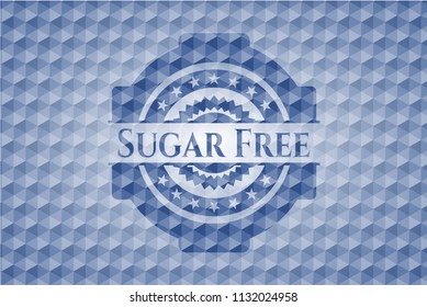 Sugar Free blue emblem with geometric background.