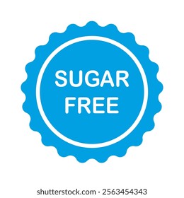 Sugar Free blue stamp with design for Health Conscious and Organic Product. No added sugar symbol, badge, tag or emblem isolated in circle design. Diabetic product. Vector illustration EPS 10 