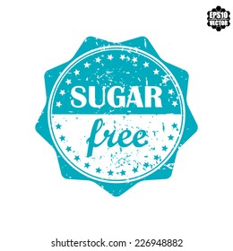 Sugar free Blue Tag Label,  Sticker or Badge Vintage Style - vector.