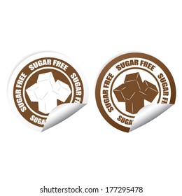 Sugar free brown stickers, labels, tags and signs set - Isolated on White Background - Vector.