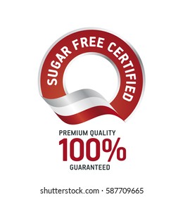 Sugar Free Certified red ribbon label logo icon